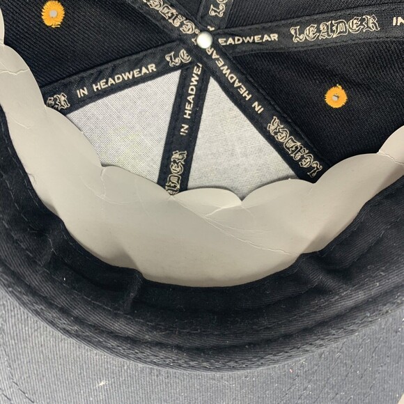 Leader In Headwear Yellow Black Skull Fitted Cap Holographic Sticker Size XXS - Picture 12 of 15